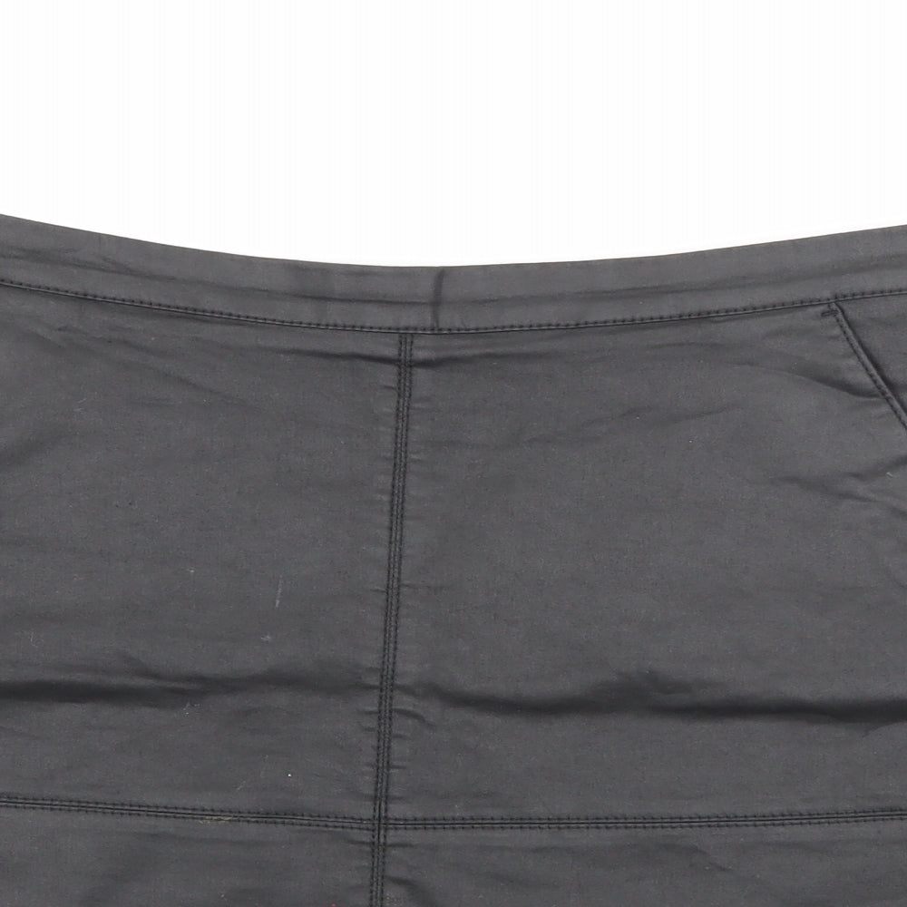 NEXT Womens Black  Cotton Mini Skirt Size 12   Zip