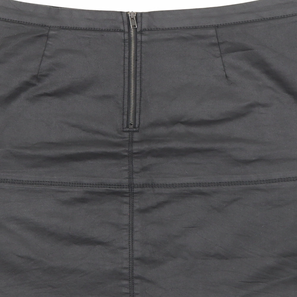NEXT Womens Black  Cotton Mini Skirt Size 12   Zip