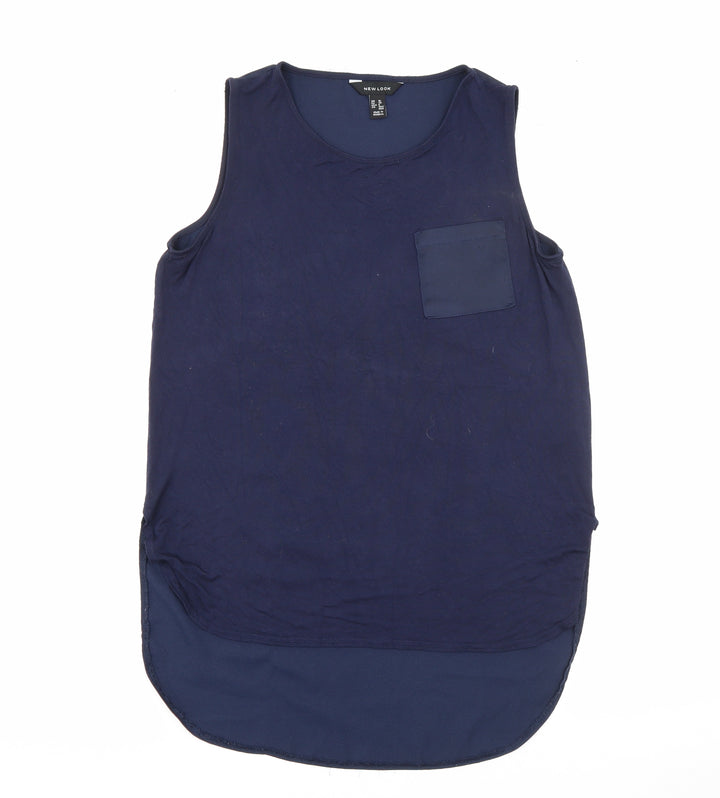 New Look Womens Blue Viscose Camisole Tank Size 10 Round Neck