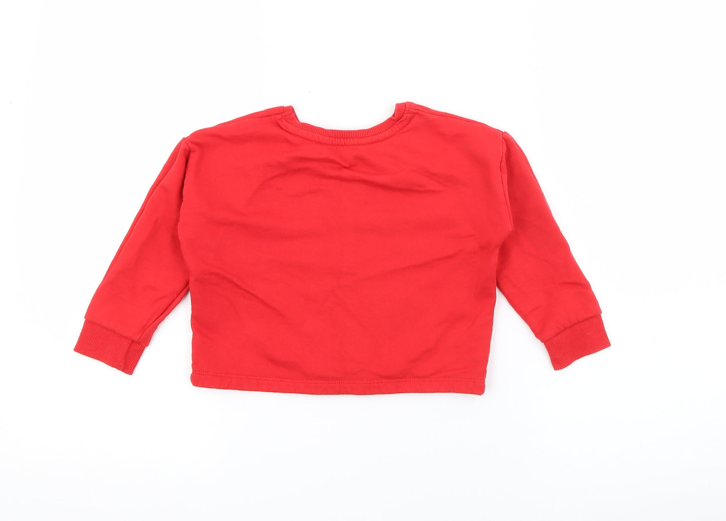 Angel Girls Red Crew Neck  Cotton Pullover Jumper Size 2-3 Years