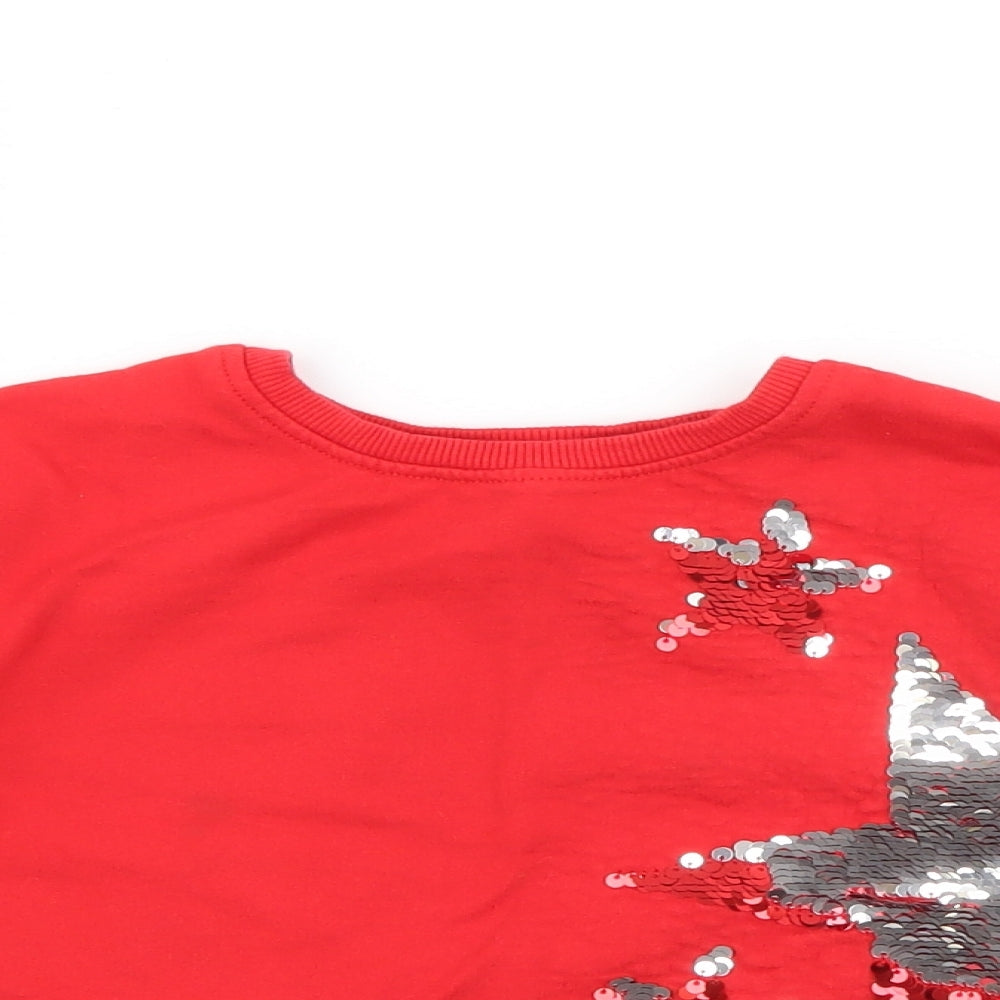 Angel Girls Red Crew Neck  Cotton Pullover Jumper Size 2-3 Years