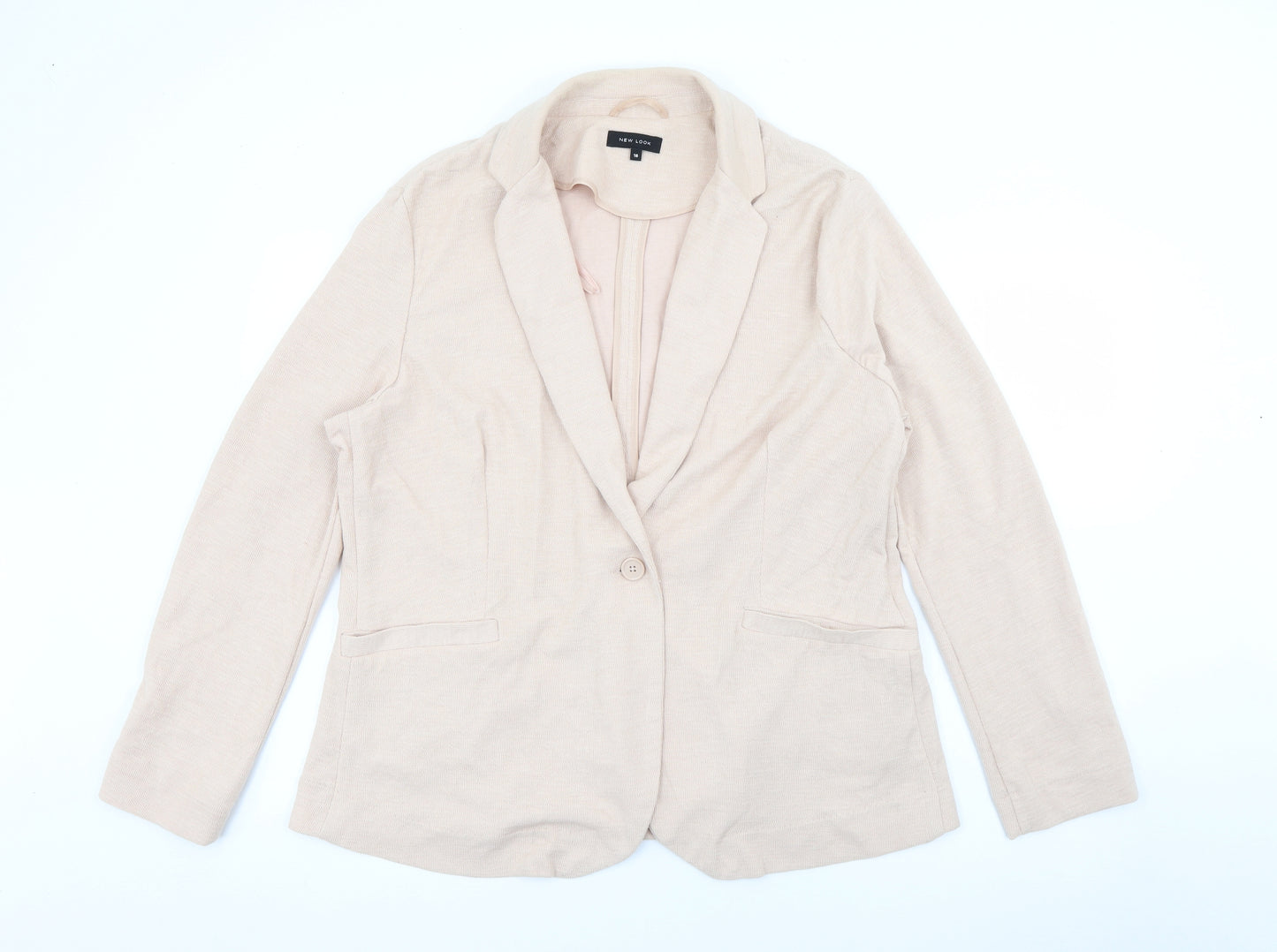 New Look Womens Beige  Cotton Jacket Blazer Size 18