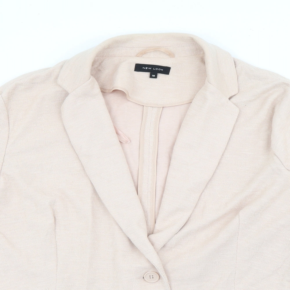 New Look Womens Beige  Cotton Jacket Blazer Size 18
