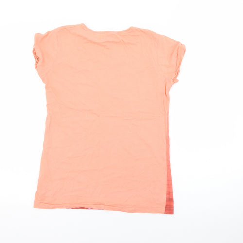 F&F Girls Orange  Cotton Pullover T-Shirt Size 12-13 Years Crew Neck