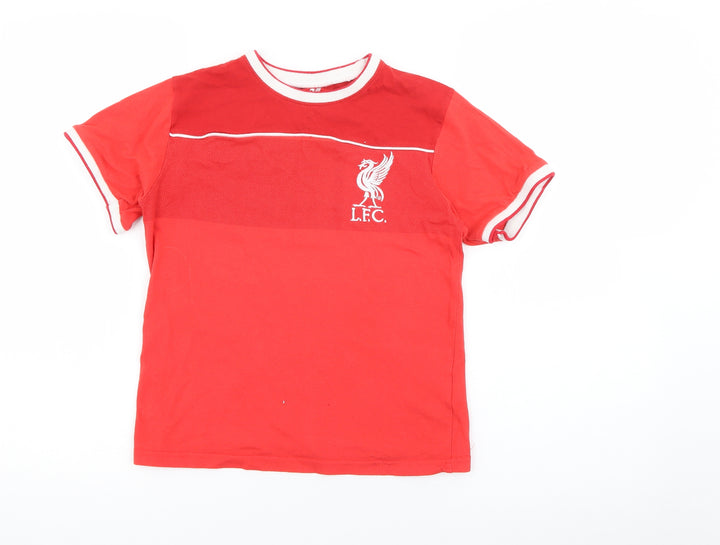 Liverpool FC Boys Red  Cotton Basic T-Shirt Size 8 Years Crew Neck