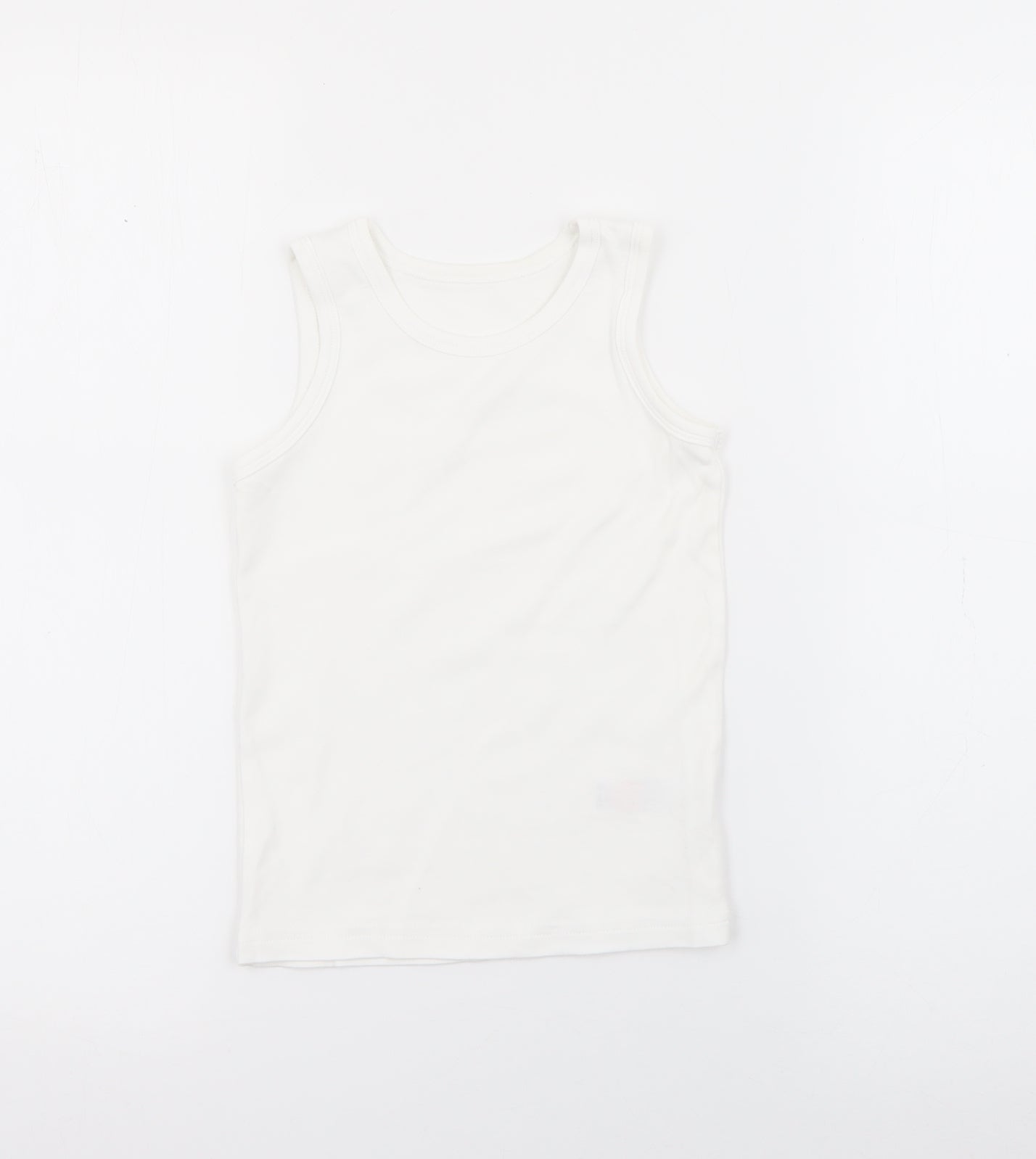 F&F Boys White  Cotton Basic Tank Size 6-7 Years Scoop Neck