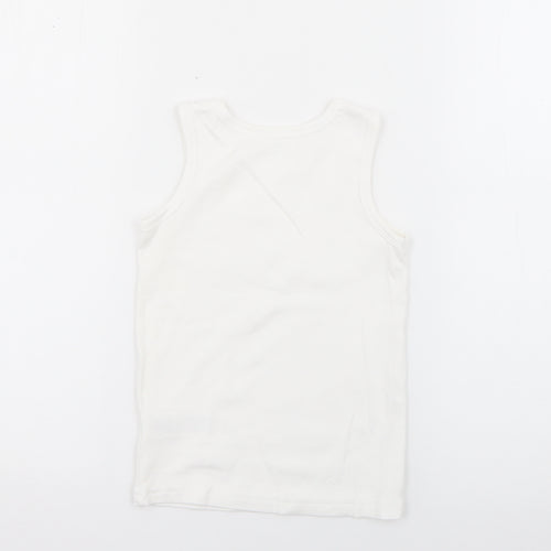 F&F Boys White  Cotton Basic Tank Size 6-7 Years Scoop Neck