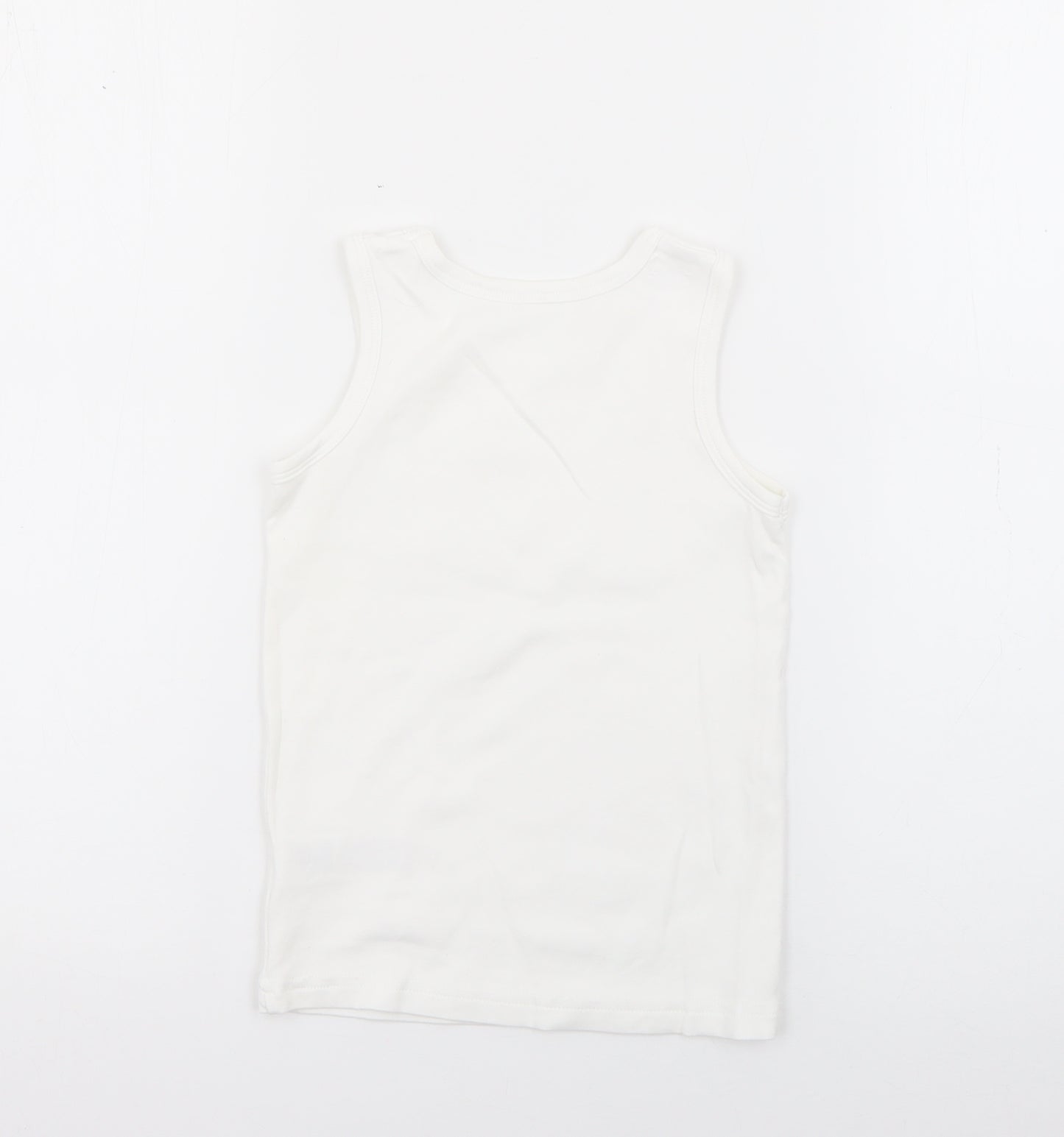 F&F Boys White  Cotton Basic Tank Size 6-7 Years Scoop Neck