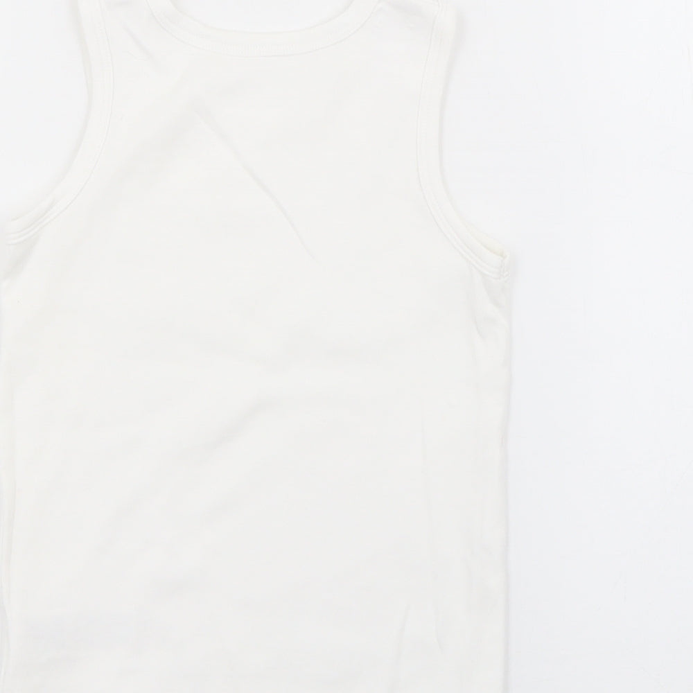 F&F Boys White  Cotton Basic Tank Size 6-7 Years Scoop Neck