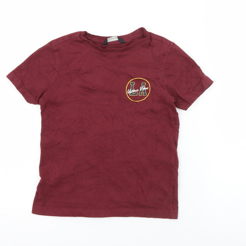 George Boys Red  Cotton Pullover T-Shirt Size 5-6 Years Crew Neck