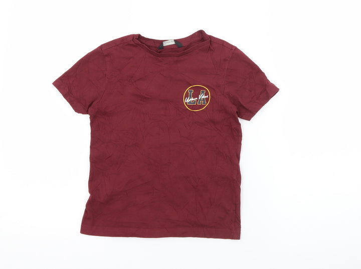 George Boys Red  Cotton Pullover T-Shirt Size 5-6 Years Crew Neck