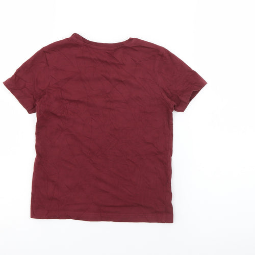 George Boys Red  Cotton Pullover T-Shirt Size 5-6 Years Crew Neck