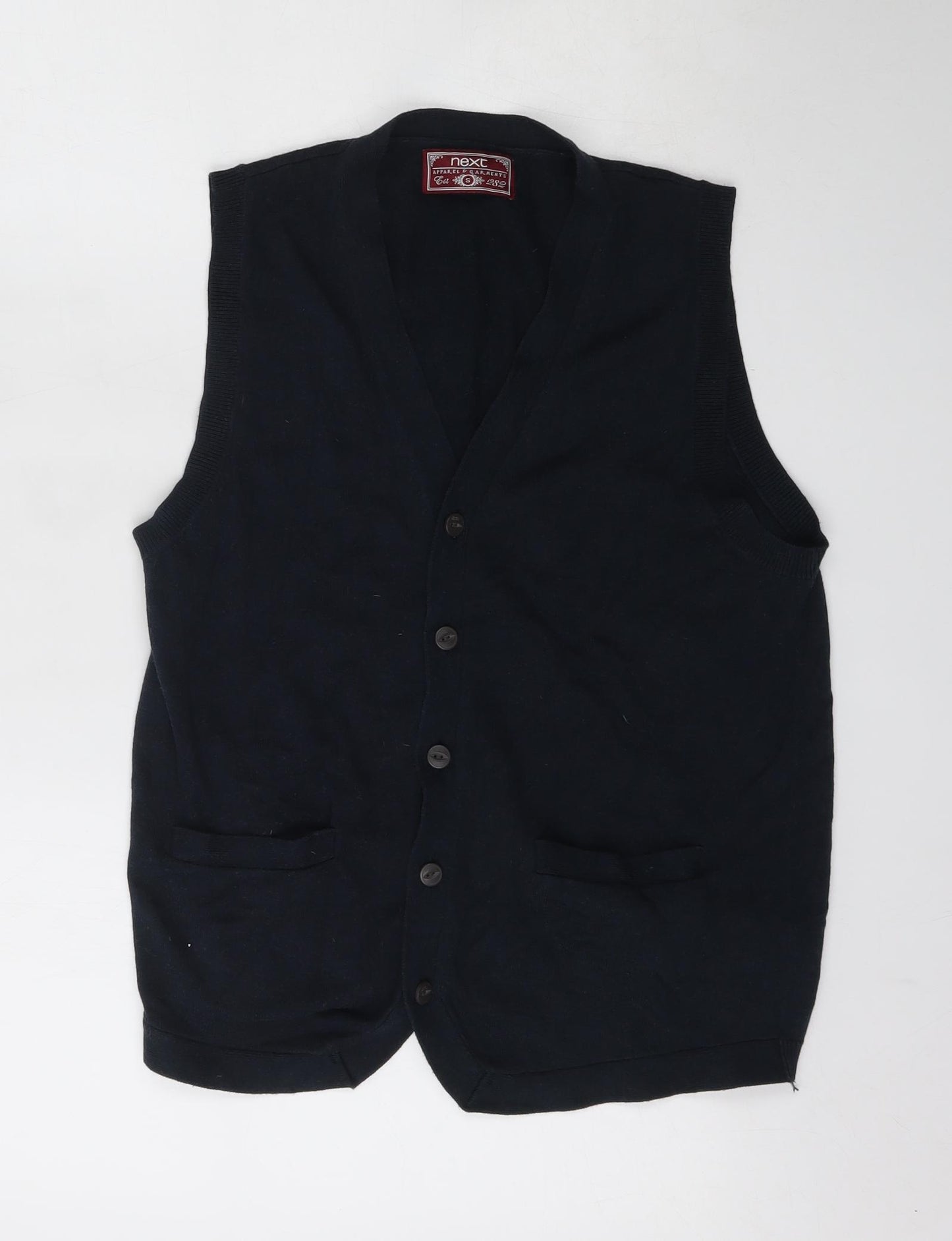 NEXT Mens Blue V-Neck  Cotton Vest Jumper Size S