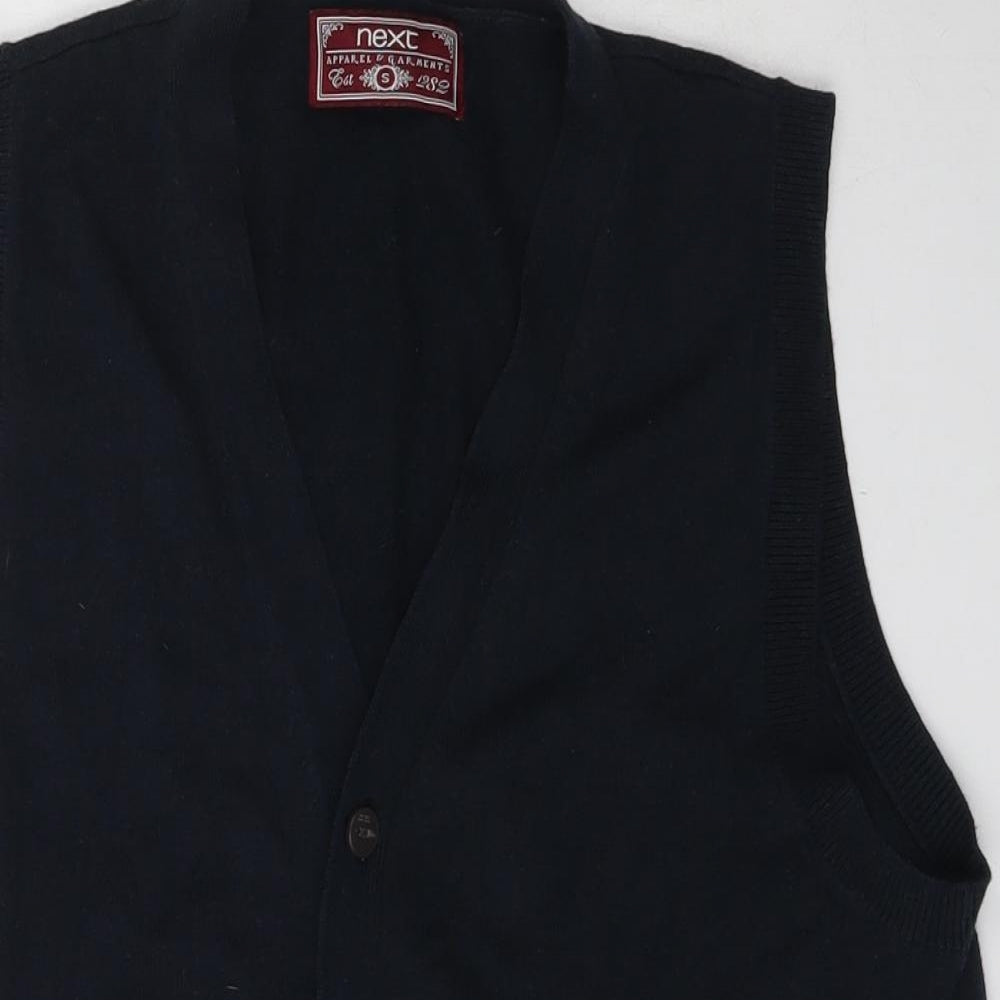 NEXT Mens Blue V-Neck  Cotton Vest Jumper Size S