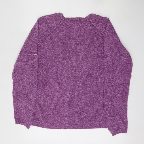 Isle Womens Purple Boat Neck  Cotton Pullover Jumper Size 18
