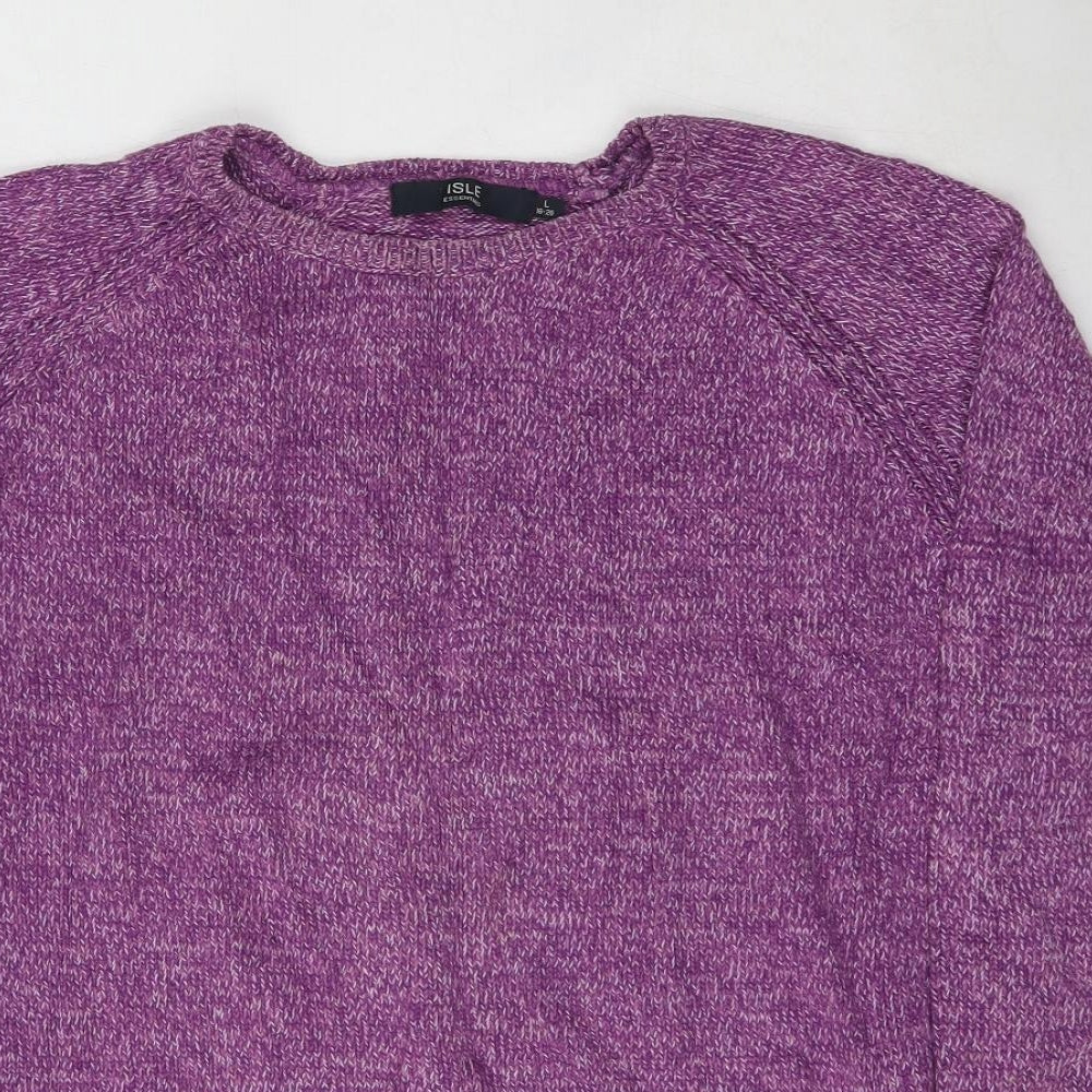 Isle Womens Purple Boat Neck  Cotton Pullover Jumper Size 18