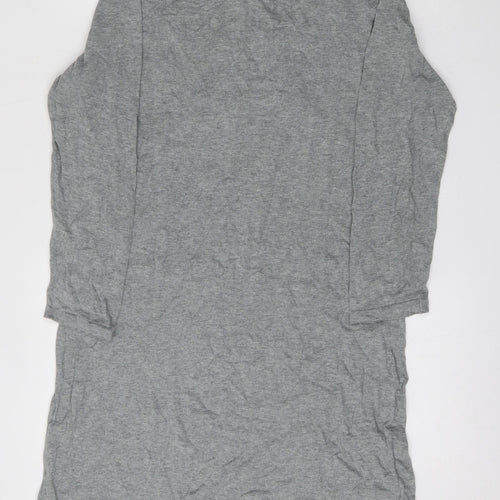 NEXT Womens Grey Scoop Neck Floral Cotton Cardigan Jumper Size 14   - T Shirt Material