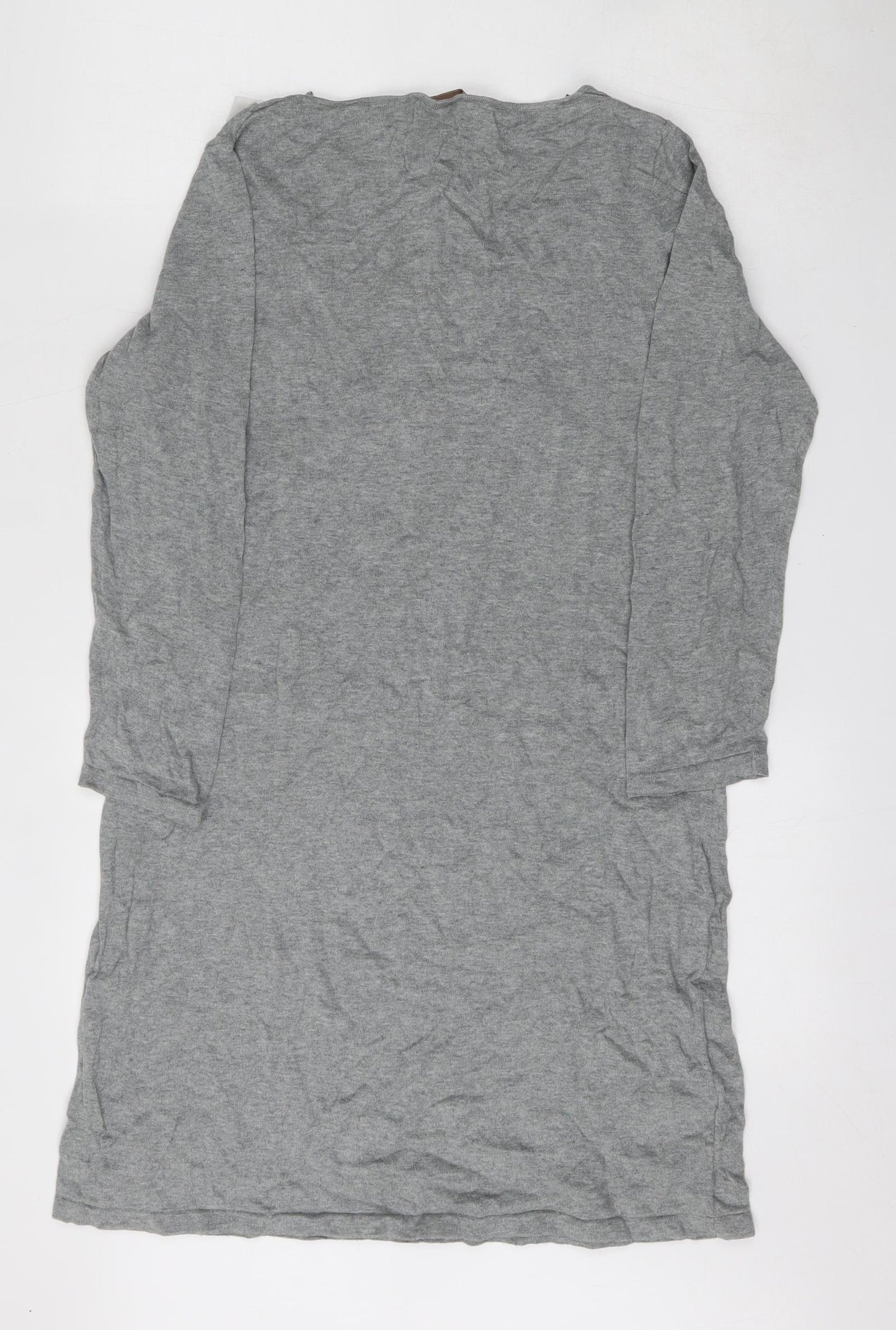 NEXT Womens Grey Scoop Neck Floral Cotton Cardigan Jumper Size 14   - T Shirt Material
