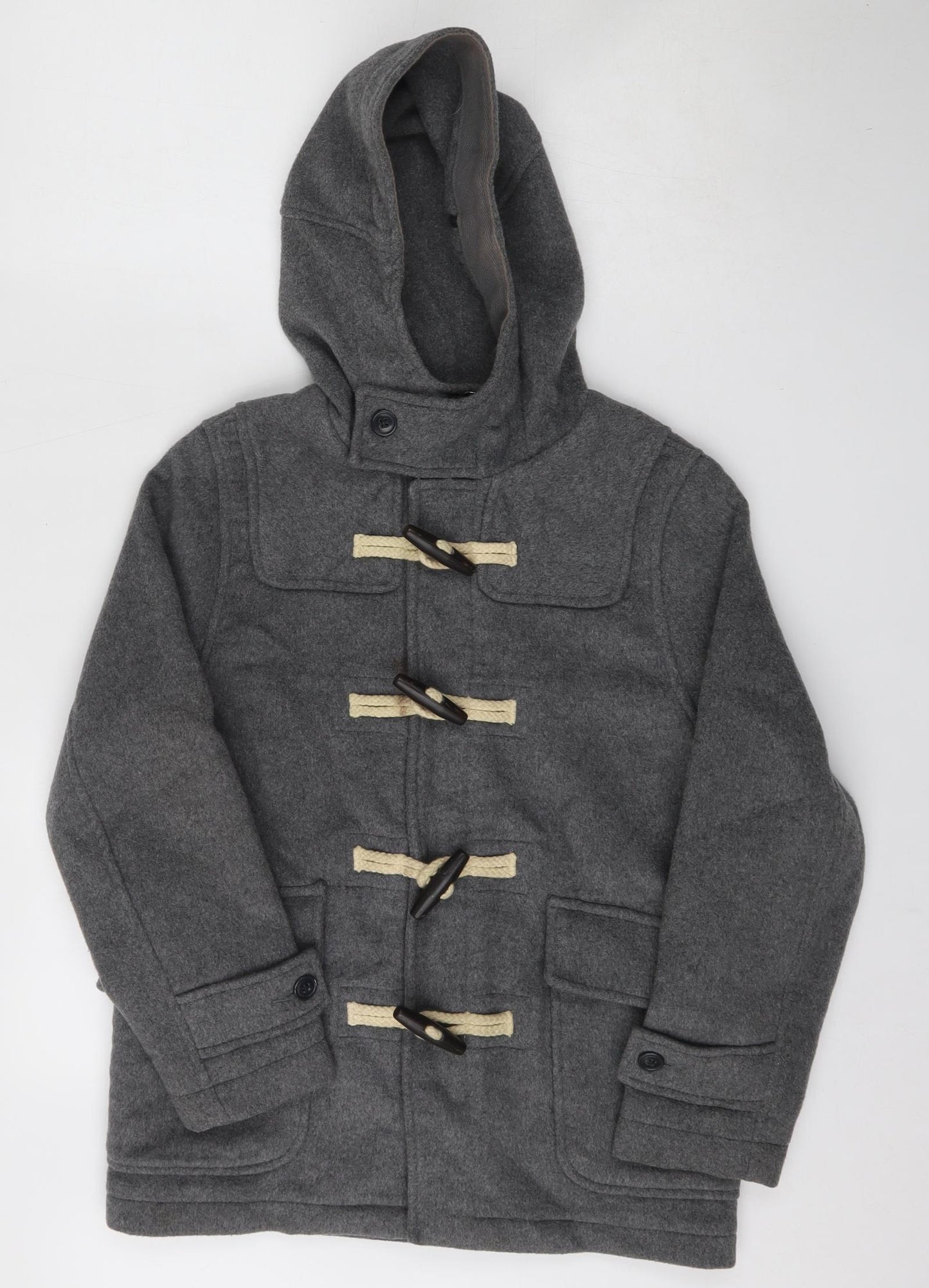 Gap Boys Grey   Duffle Coat Coat Size L  Hook & Loop