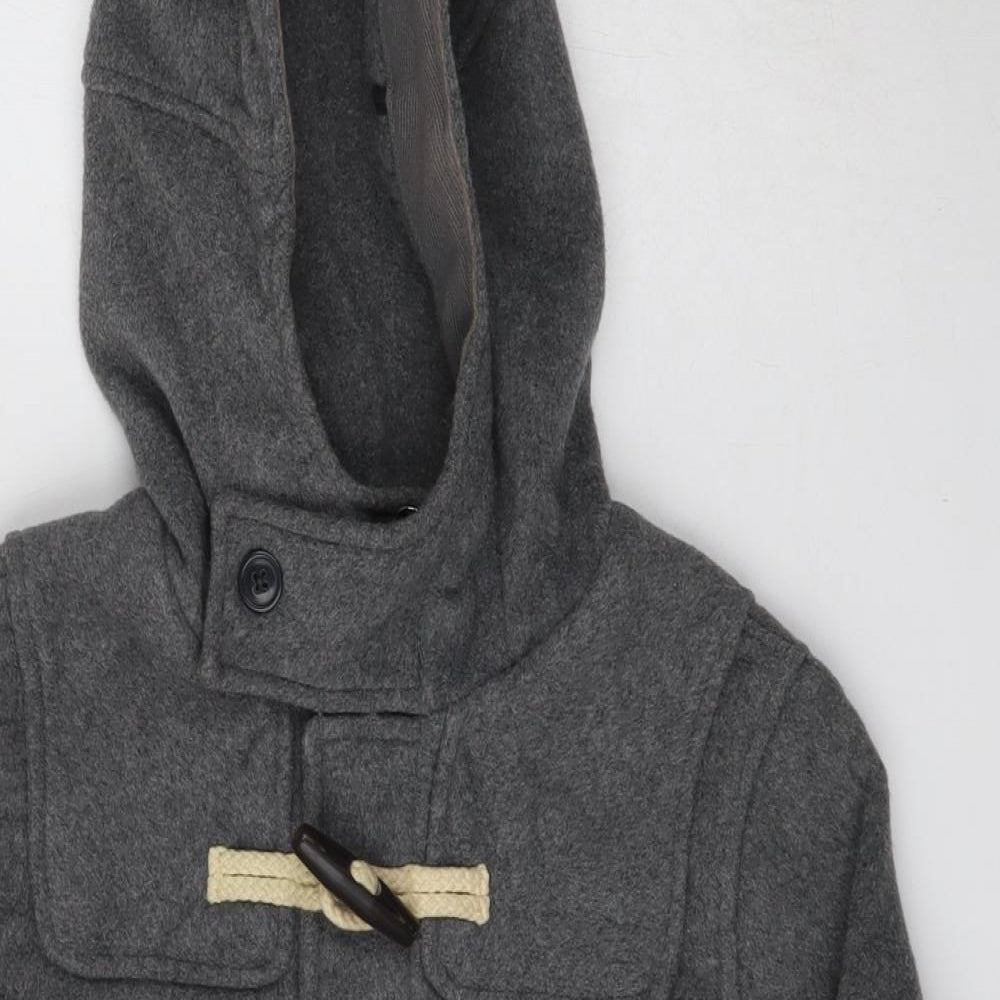 Gap Boys Grey   Duffle Coat Coat Size L  Hook & Loop