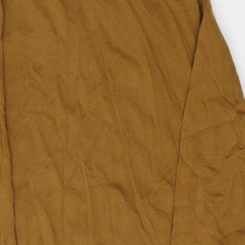 NEXT Mens Brown V-Neck  Cotton Cardigan Jumper Size M   - Built in Shirt Collar