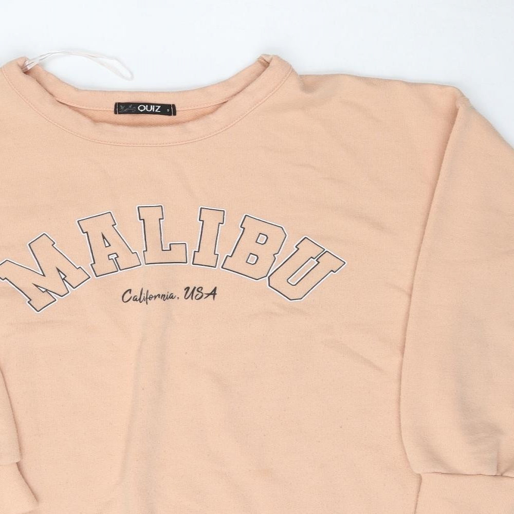 Quiz Womens Pink Boat Neck  Polyester Pullover Jumper Size S