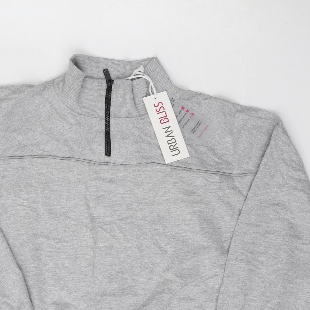 Urban Bliss Womens Grey  Cotton Pullover Sweatshirt Size L  Zip