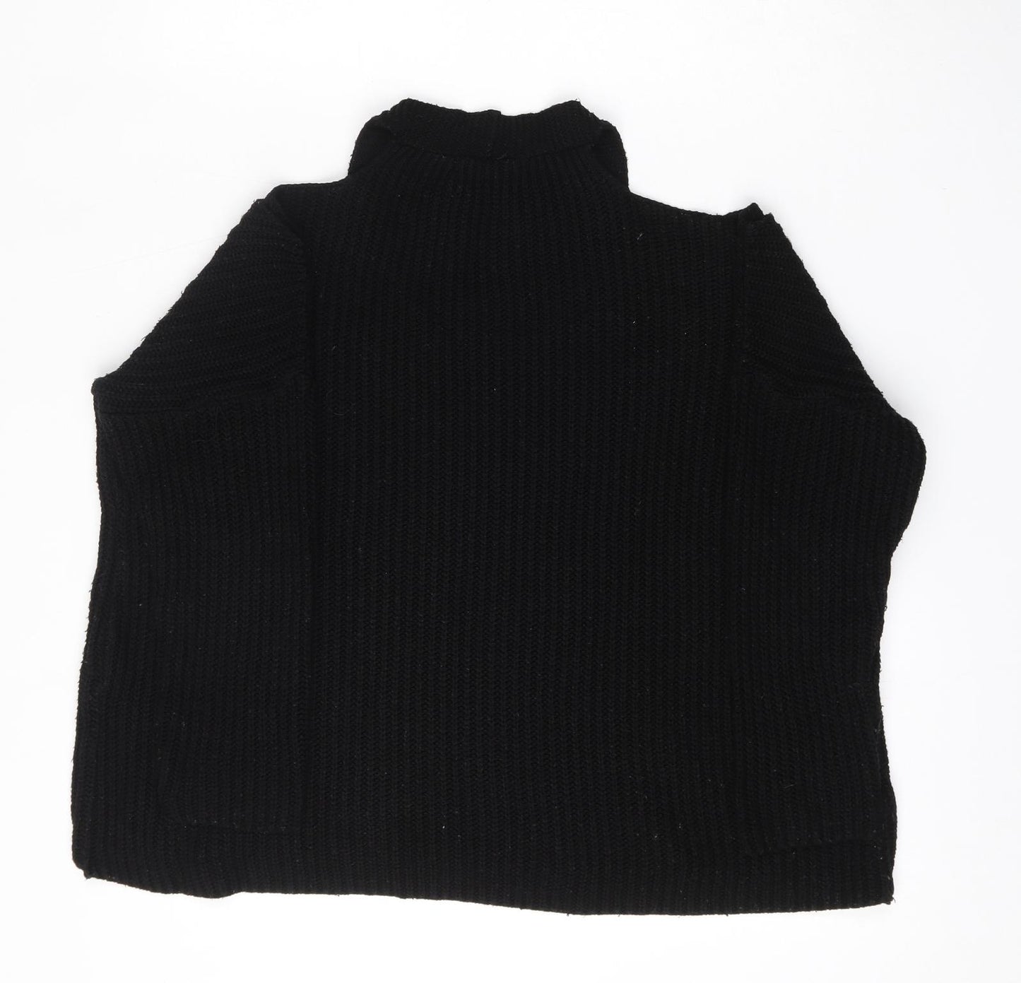 New Look Womens Black V-Neck  Acrylic Pullover Jumper Size S   - Open Neck
