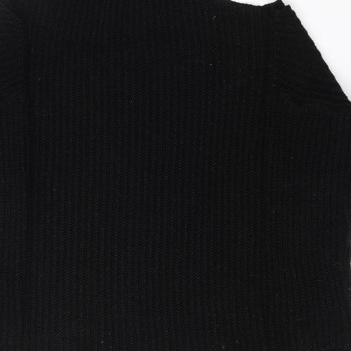 New Look Womens Black V-Neck  Acrylic Pullover Jumper Size S   - Open Neck