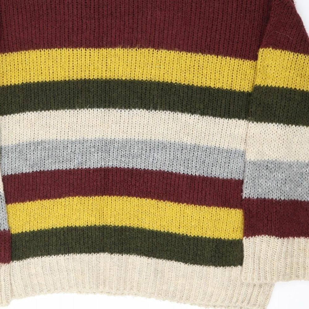 TU Womens Multicoloured Round Neck Striped Acrylic Pullover Jumper Size 22