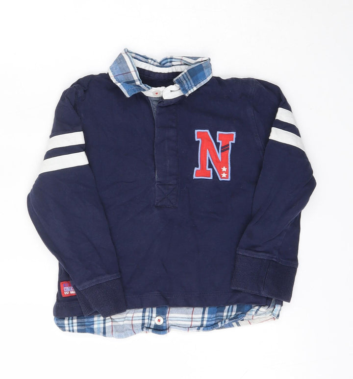 NEXT Boys Blue  Cotton Basic Polo Size 3 Years Collared Button
