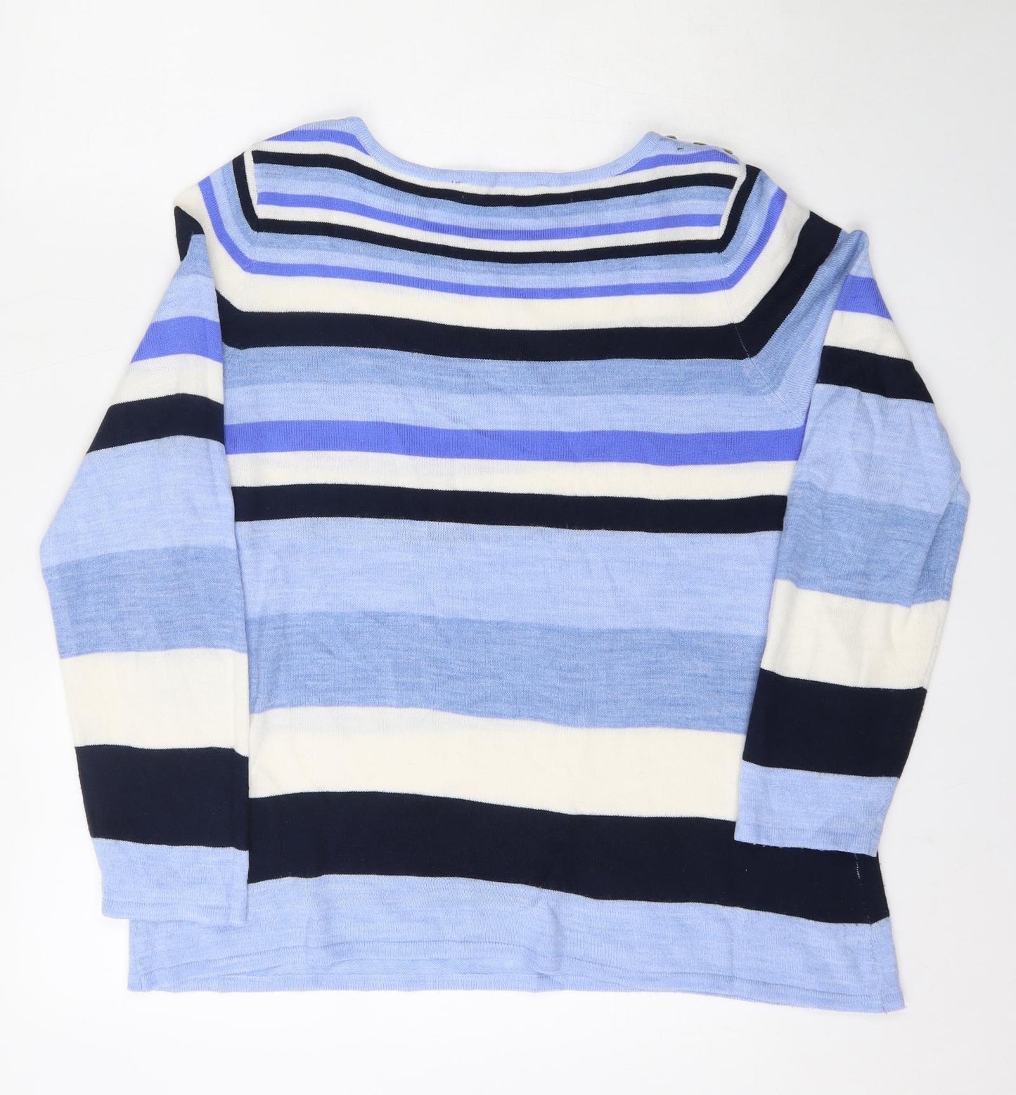 Love Knitwear Womens Multicoloured Striped Acrylic Pullover Sweatshirt Size 16  Button