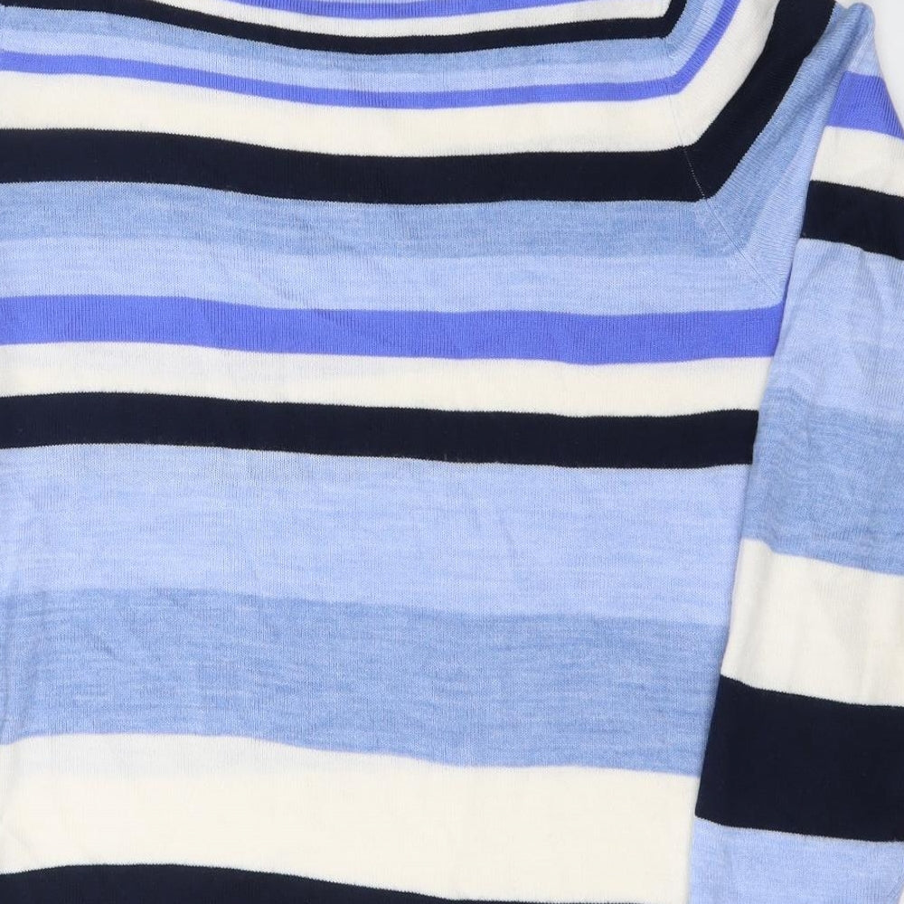 Love Knitwear Womens Multicoloured Striped Acrylic Pullover Sweatshirt Size 16  Button