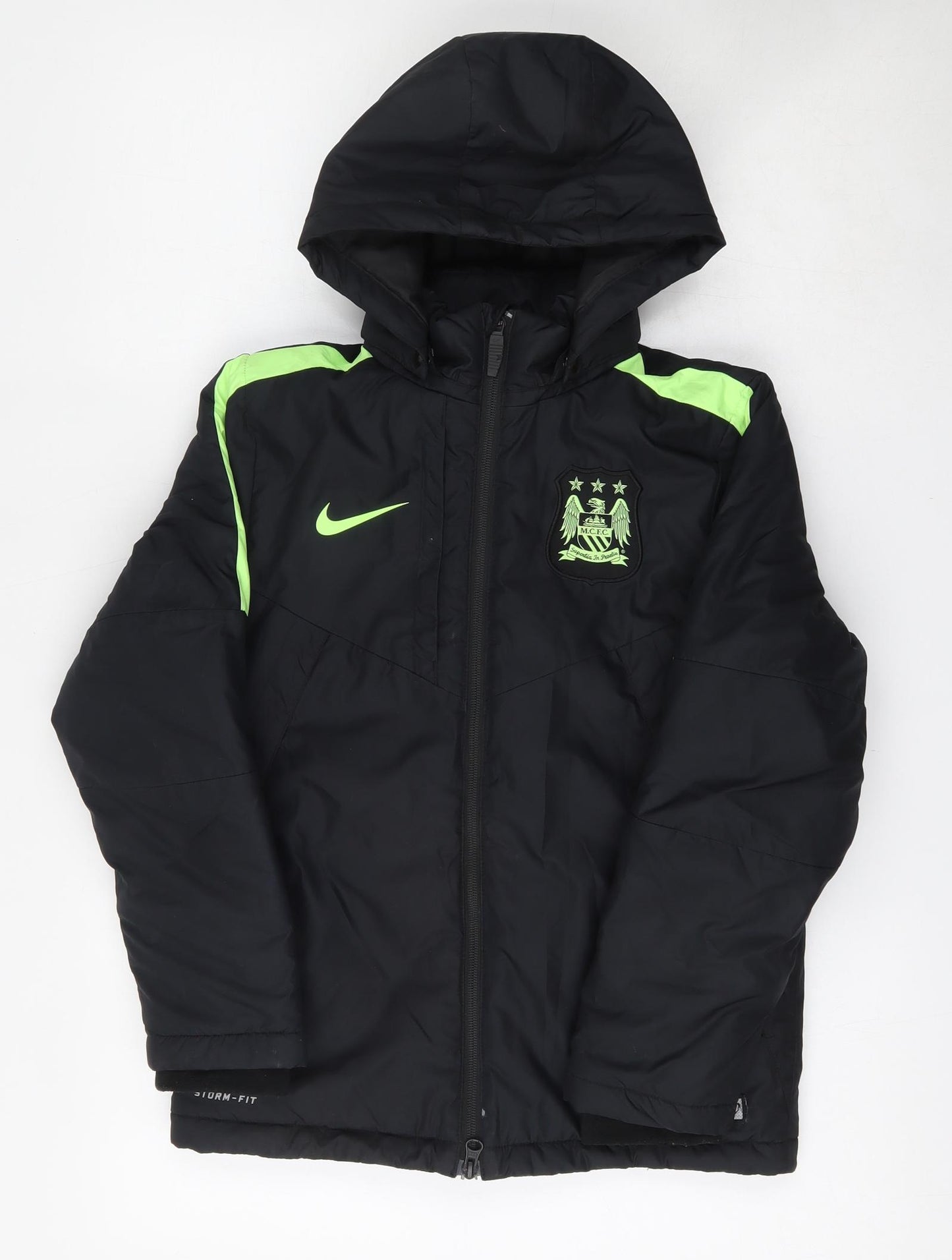 Manchester City FC Boys Black   Puffer Jacket Coat Size 8 Years  Zip - Storm Fit Nike