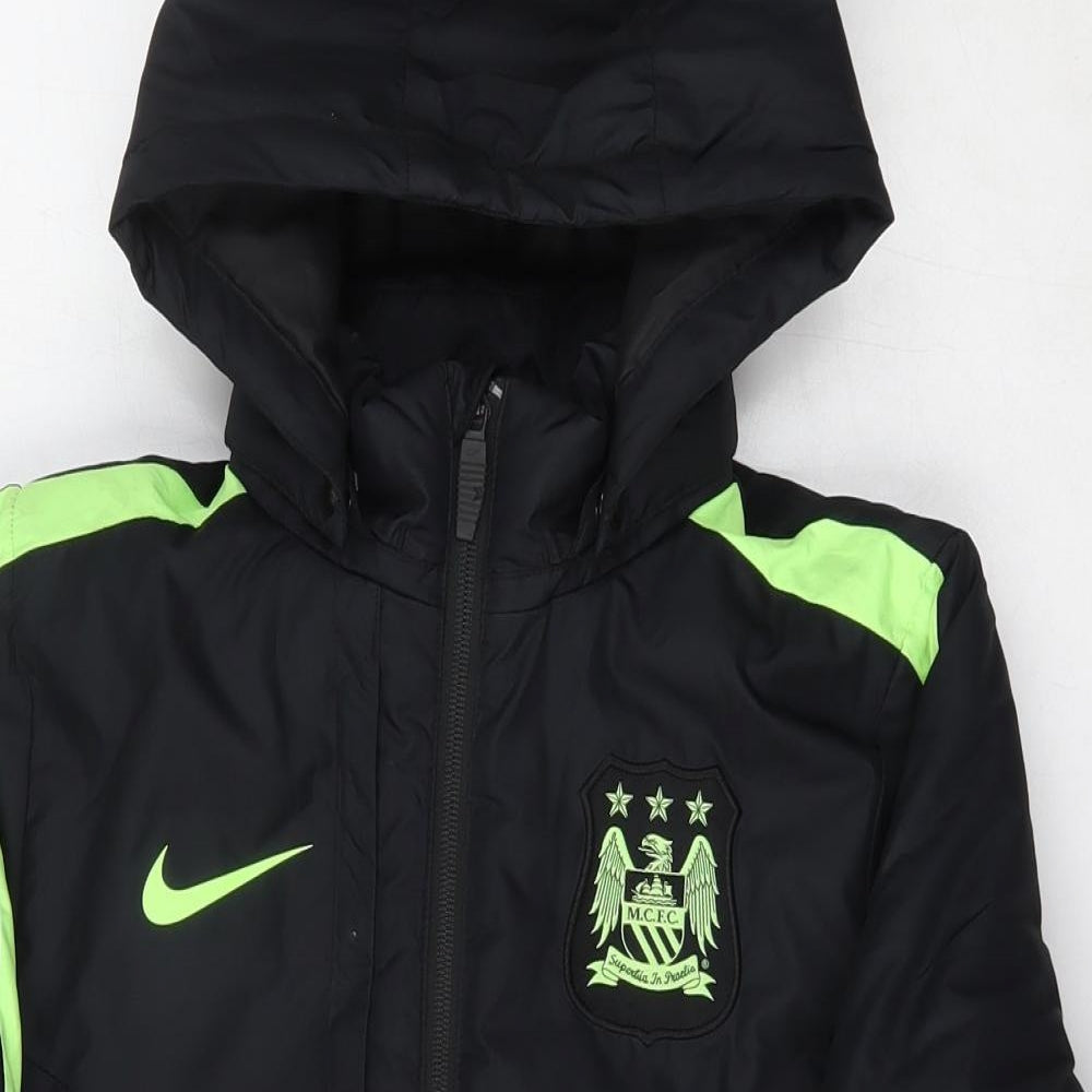 Manchester City FC Boys Black   Puffer Jacket Coat Size 8 Years  Zip - Storm Fit Nike
