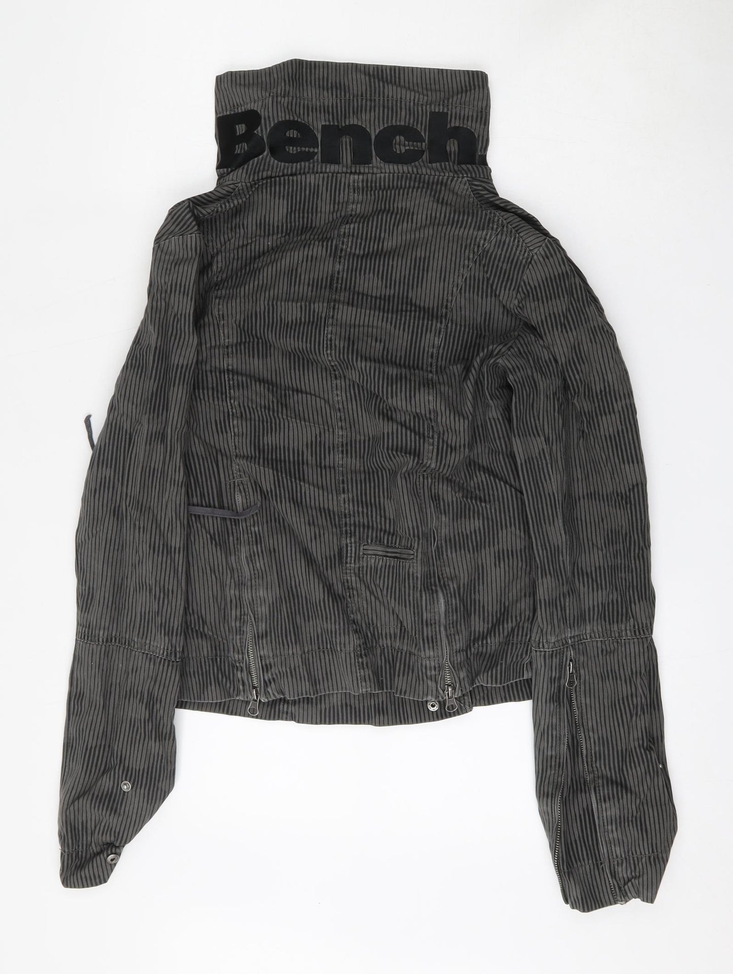 Bench Womens Grey Striped  Anorak Jacket Size S  Zip
