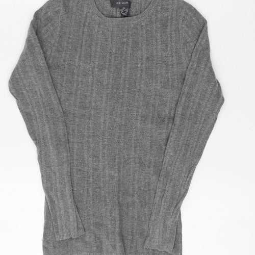 Primark Womens Grey Round Neck  Viscose Pullover Jumper Size 6