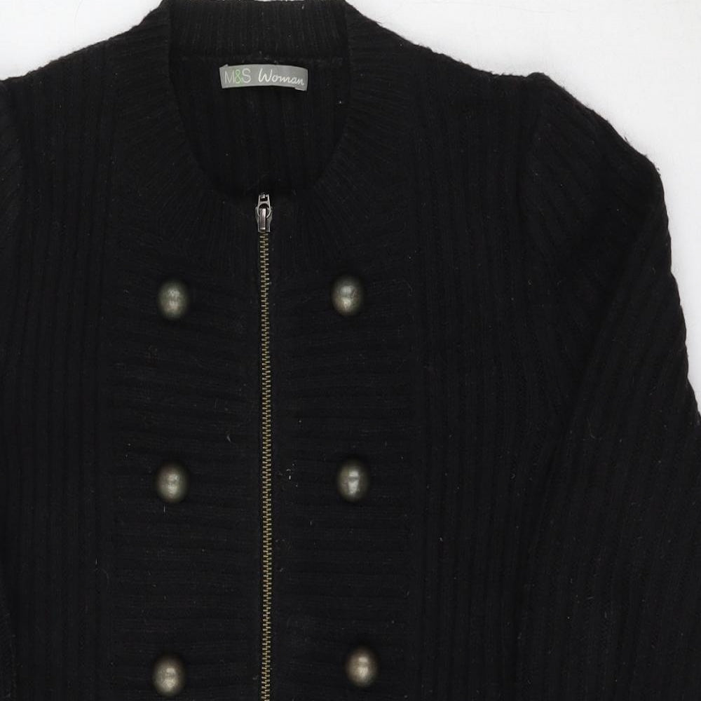 Marks and Spencer Womens Black Round Neck  Acrylic Pullover Jumper Size 12