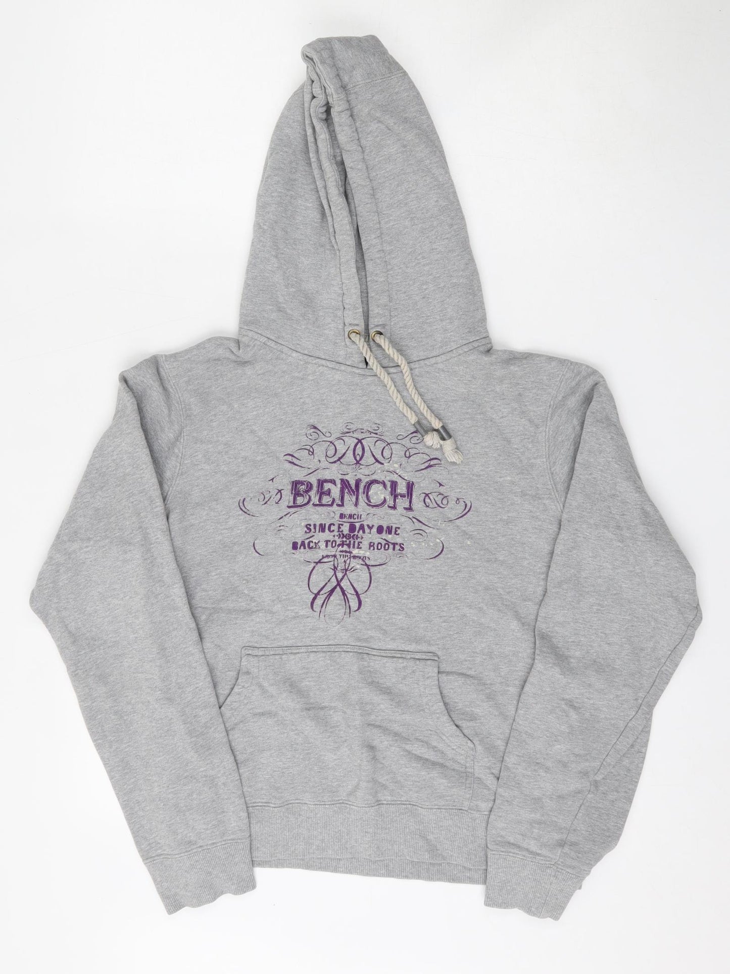 Bench Womens Grey  Cotton Pullover Hoodie Size L  Tie