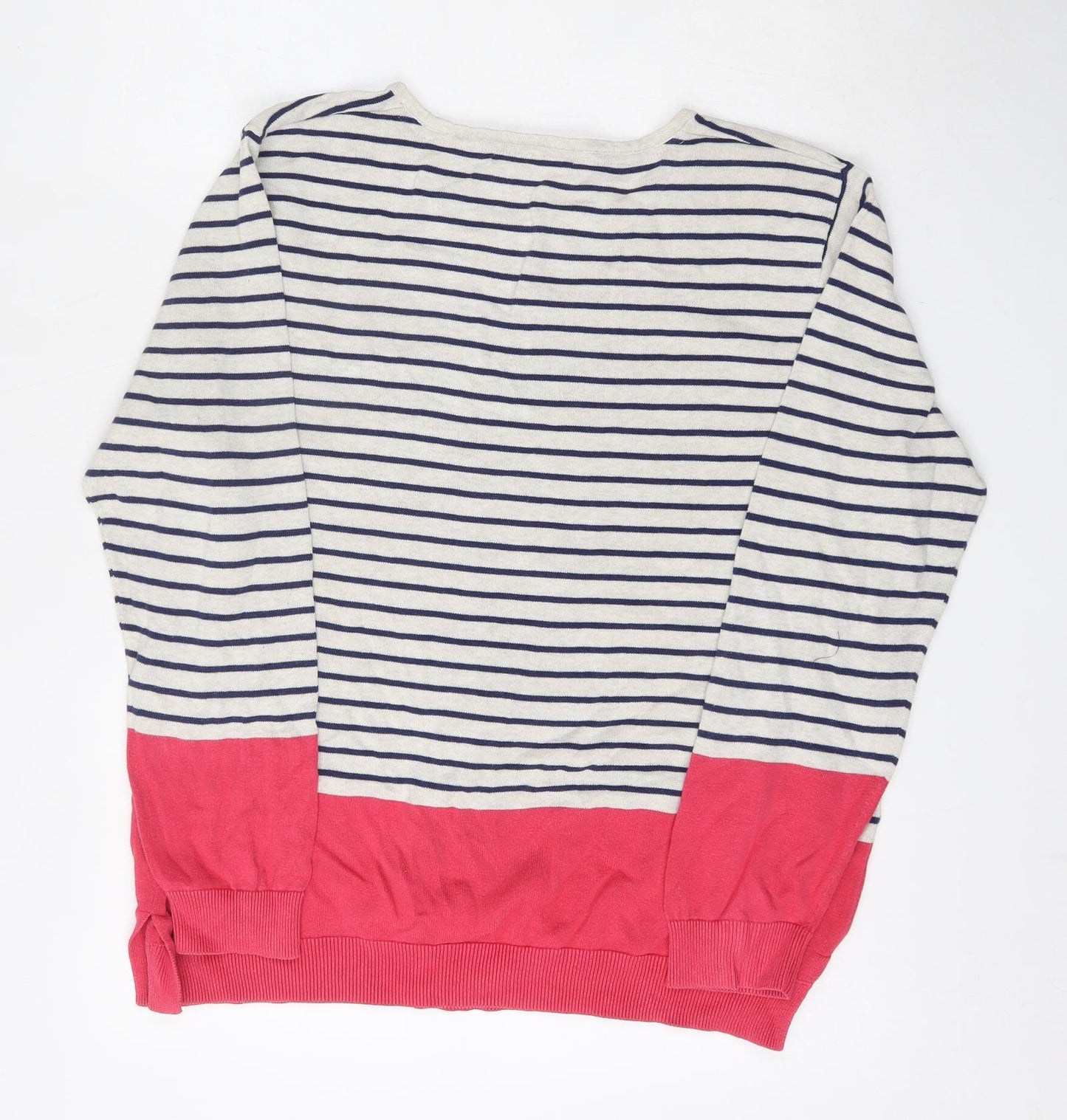 George Womens Multicoloured Round Neck Striped Cotton Pullover Jumper Size 18   - Pug Design