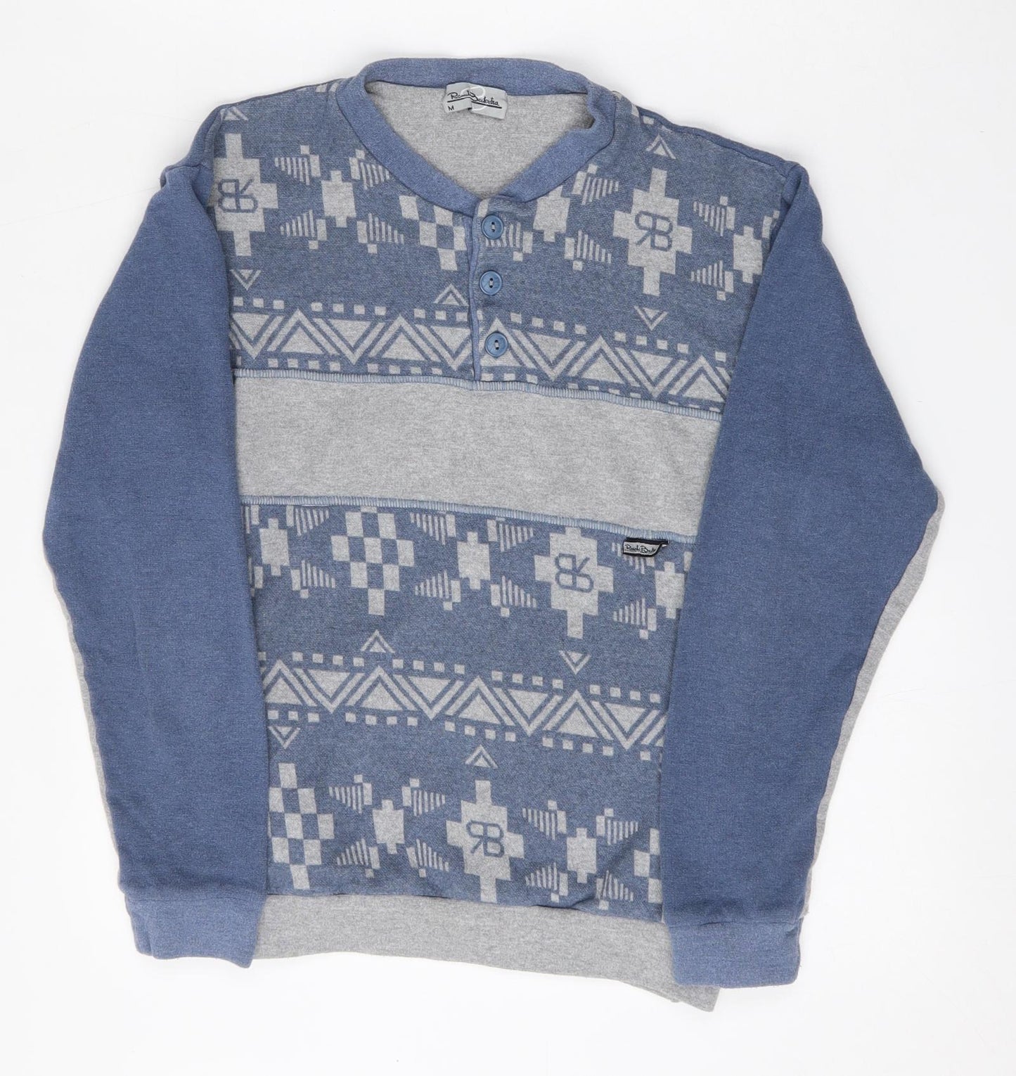 Renato Balestra Womens Blue Round Neck Fair Isle Polyester Pullover Jumper Size M