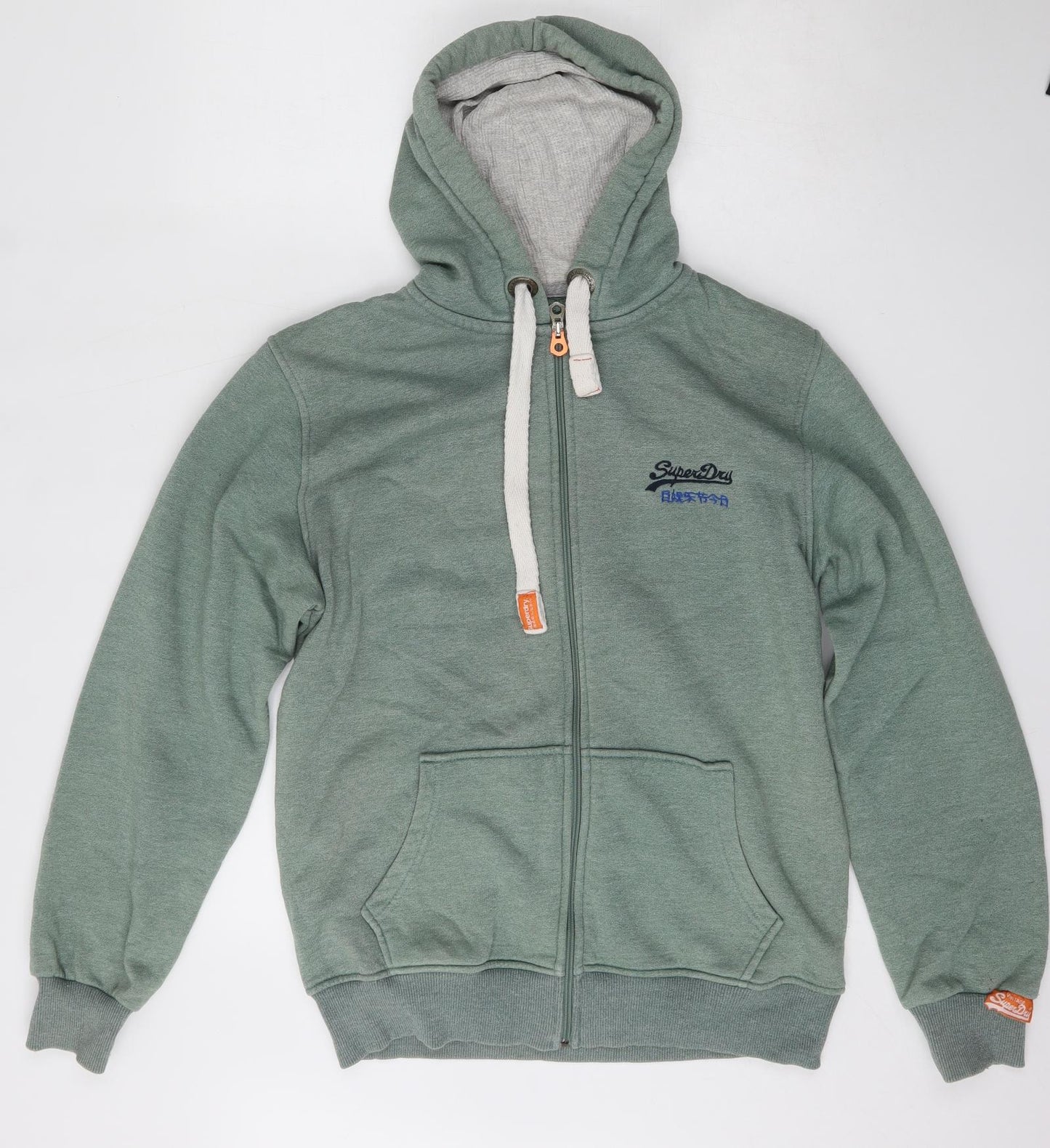 Superdry Mens Green  Cotton Full Zip Hoodie Size L