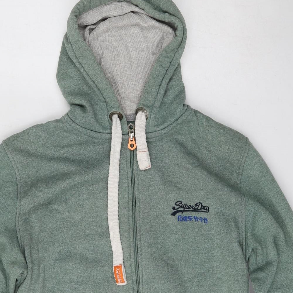 Superdry Mens Green  Cotton Full Zip Hoodie Size L