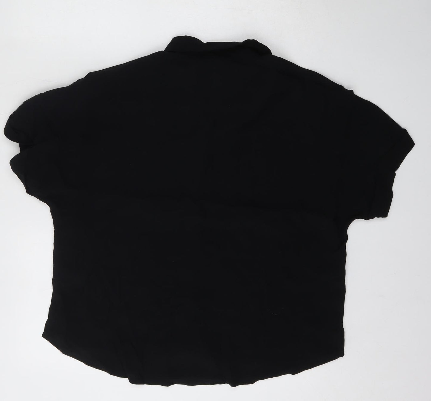 Topshop Womens Black  Viscose Basic Button-Up Size 10 Collared