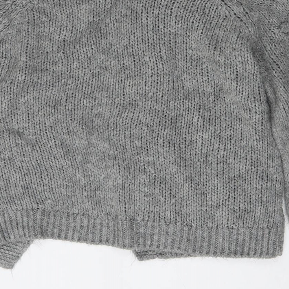 TU Womens Grey V-Neck  Acrylic Cardigan Jumper Size 8