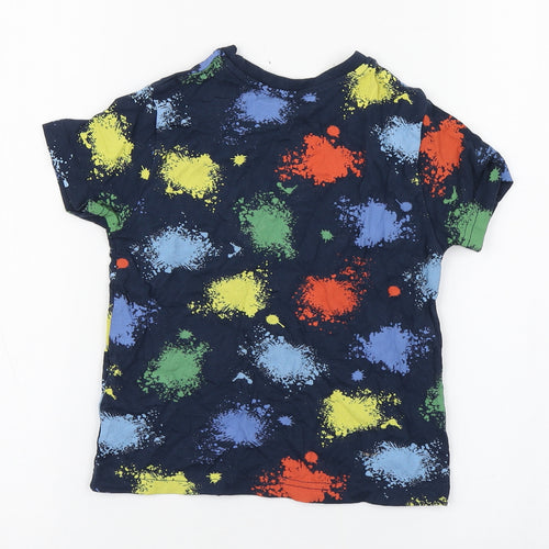 Primrk Boys Multicoloured Geometric 100% Cotton Basic T-Shirt Size 3-4 Years Round Neck Pullover