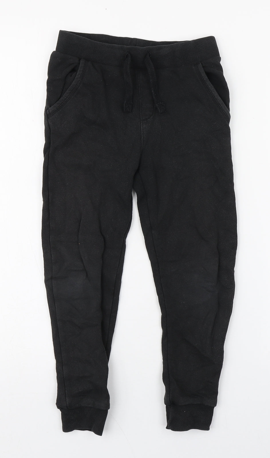 Marks and Spencer Boys Black  Cotton Jogger Trousers Size 6-7 Years  Regular