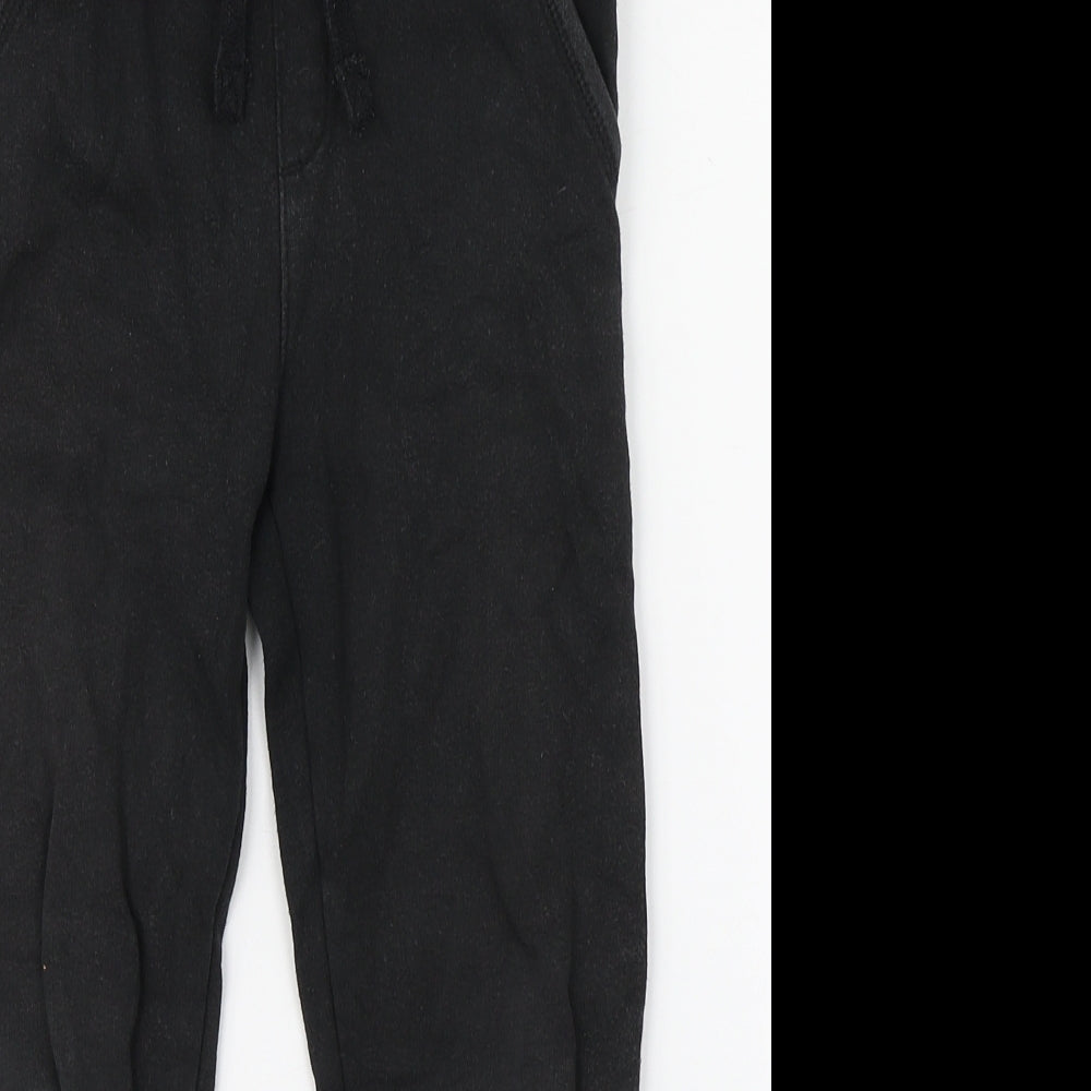 Marks and Spencer Boys Black  Cotton Jogger Trousers Size 6-7 Years  Regular