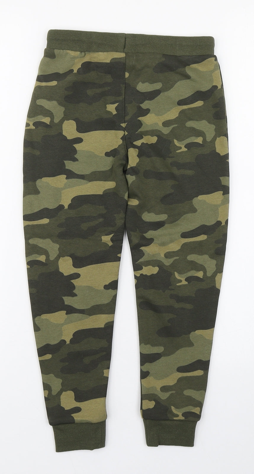 Marks and Spencer Boys Green Camouflage Cotton Jogger Trousers Size 6-7 Years  Regular