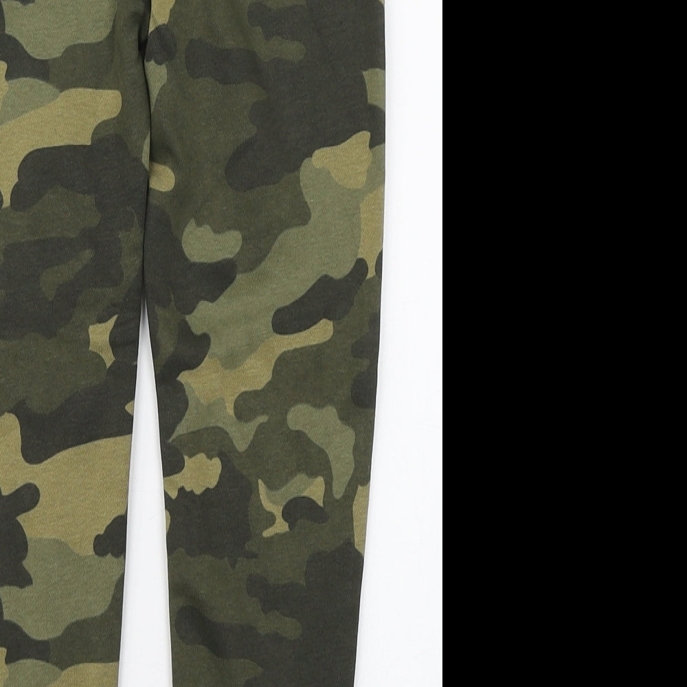 Marks and Spencer Boys Green Camouflage Cotton Jogger Trousers Size 6-7 Years  Regular